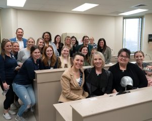 Frankel Dentistry doctors, hygienists, EFDA, office managers, and OCC graduates in new Owens Community College Dental Lab celebrating the opening! 
